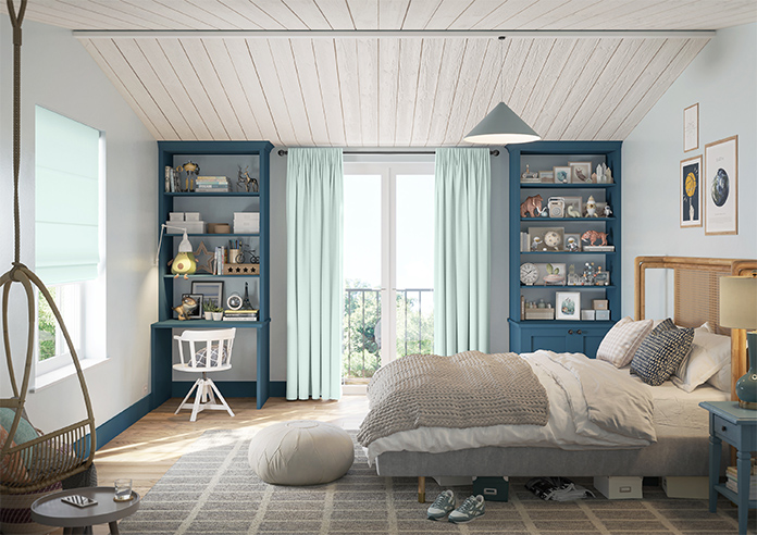 Akoya Faux Silk, Lustre Ice Blue - Made to Measure Curtains - Image 7